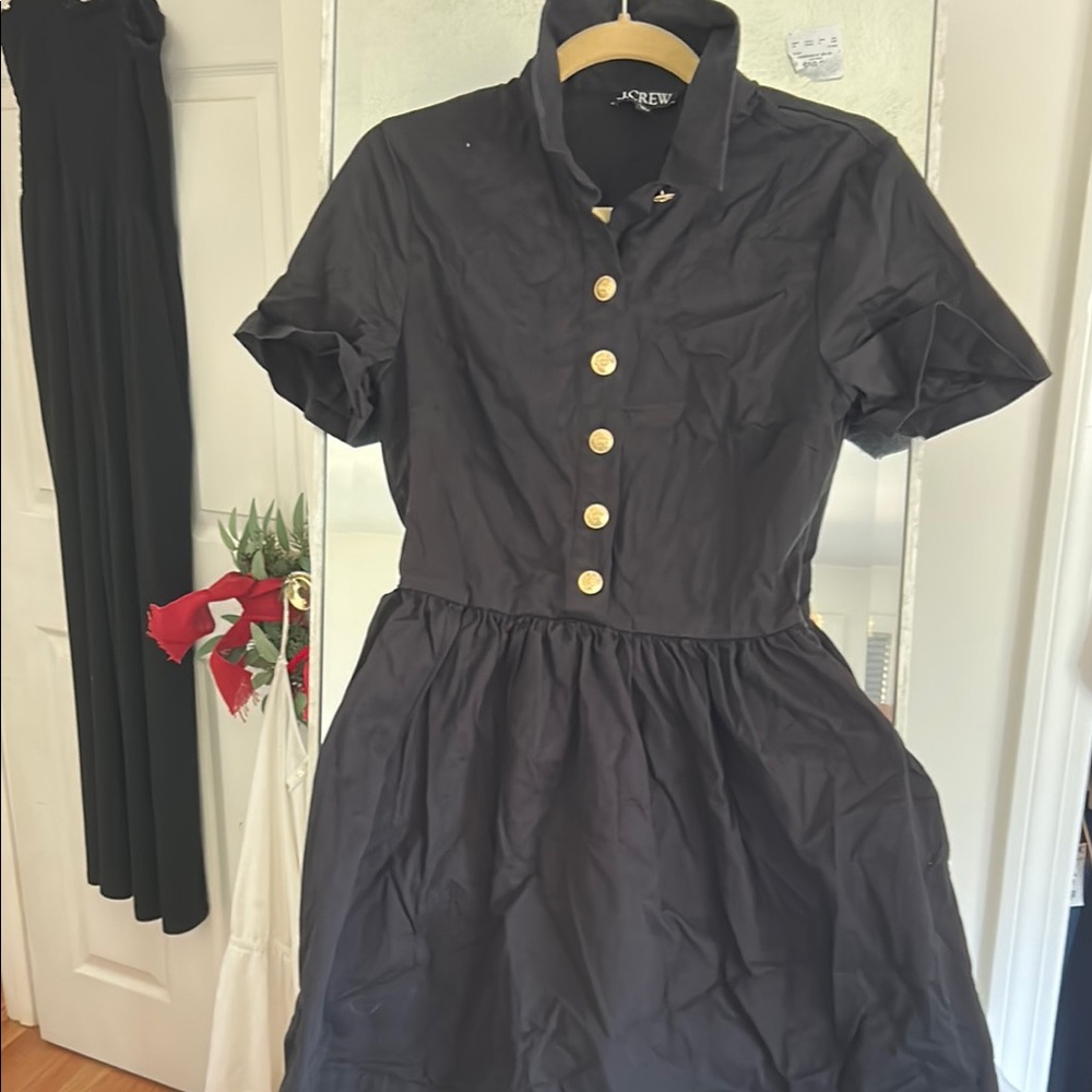 J. Crew Black Mini Dress with Gold Accents